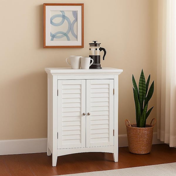 Teamson Home Glancy 26 in. W x 13 in. D x 32 in. H Freestanding Two-Door Floor Storage Linen Cabinet in White
