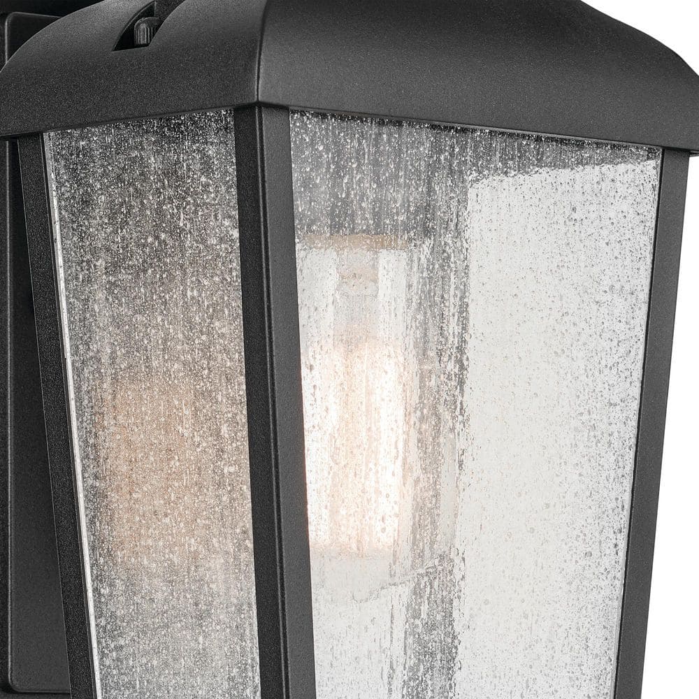 Black Cast Aluminum 15.5" Lantern Wall Sconce with Clear Glass