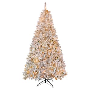 7.5 ft. Christmas Tree Flocked Artificial Pine Tree with 400 LED Lights