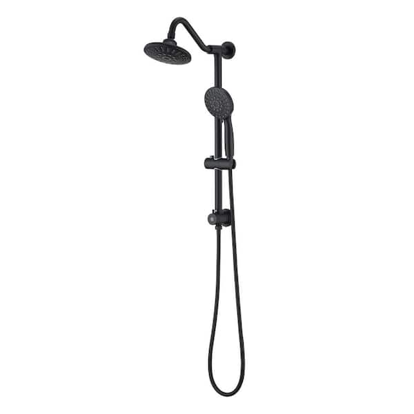YASINU 6-Spray Multifunction Wall Bar Round Rain Shower Faucet Kit with Handheld Shower in Matte Black