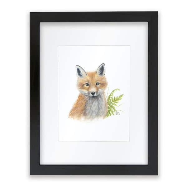 Unbranded Woodland Littles 2 "Fox" by Alyssa Lewis Individual Black Framed with Mat Animal Art Print 14 in. x 11 in.