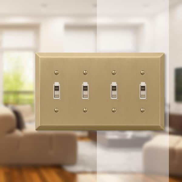 Metallic 4 Gang Toggle Steel Wall Plate - Brushed Bronze