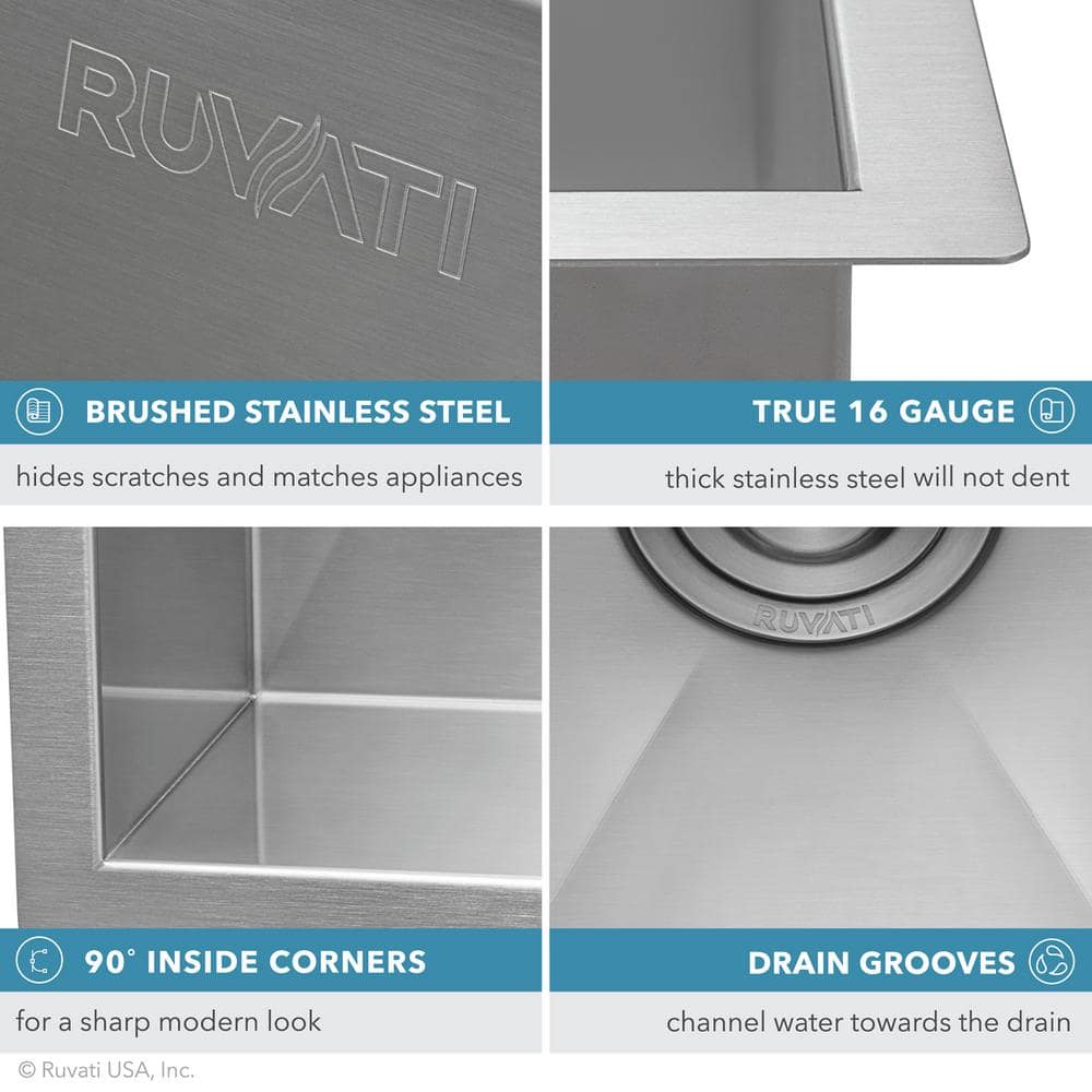 Brushed Stainless Steel Undermount Single Bowl Bar Prep Sink