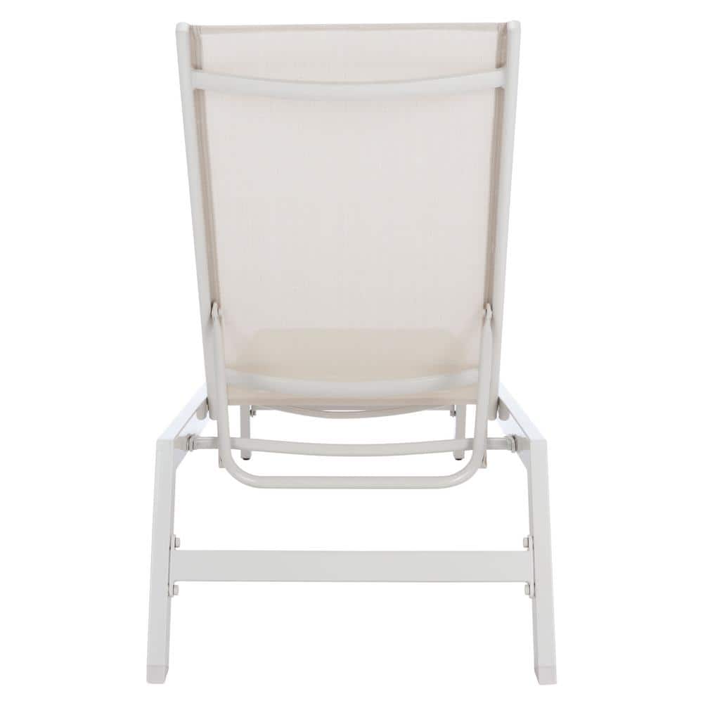 Coastal Breeze Silver and Beige Armless Chaise Lounger with Cushions