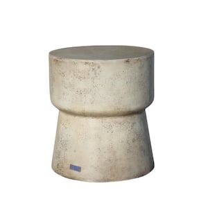Fist Beige Concrete Round Outdoor Side Table