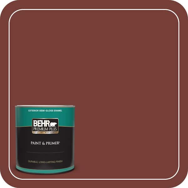 BEHR PREMIUM PLUS 1 qt. #BXC-76 Florence Red Semi-Gloss Enamel Exterior Paint & Primer