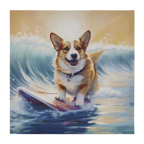 Miscool Anky 1-Piece Unframed Art Print 16 in. x 16 in. Corgi Canvas Wall Art