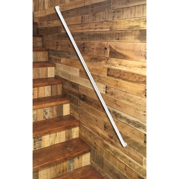 Weatherables 6 ft. L x 1.5 in. D Textured White Aluminum ADA Rail/Grab Bar Wall Return Kit