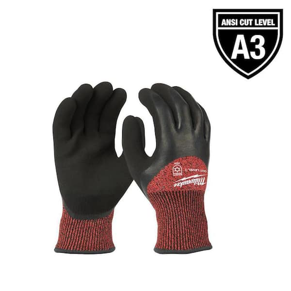 Milwaukee Small Red Latex Level 3 Cut Resistant Insulated Winter Dipped Work Gloves
