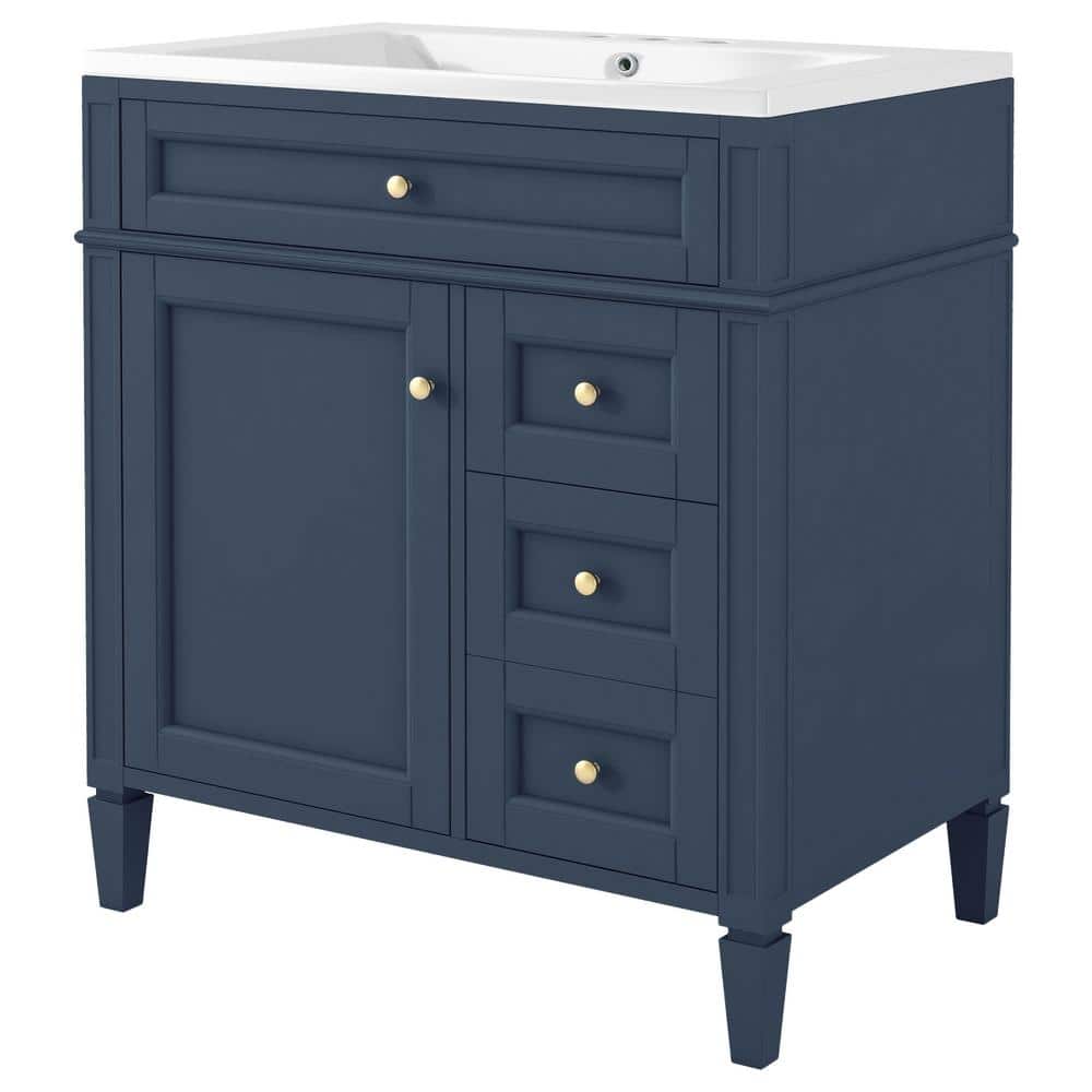 30 in. W x 18 in. D x 33 in. H Single Sink Freestanding Bath Vanity in Blue with White Ceramic Top price history on PriceWatchPro