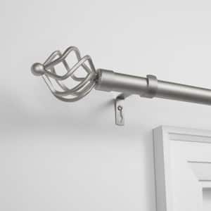 Torch Outdoor 84 in. - 160 in. Adjustable 1 in. Single Curtain Rod Kit in Matte Silver with Finial