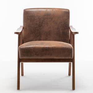 Cedrice 26.37 in. Brown, Wide Microfiber Accent Chair