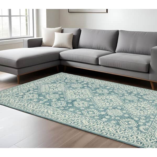 8 ft. x 11 ft. Multi-Colored Wool Oriental Hand Hooked Area Rug