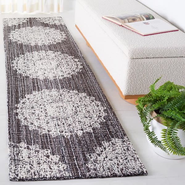 Ebony Brown/Ivory 2 ft. x 9 ft. Oriental Runner Rug