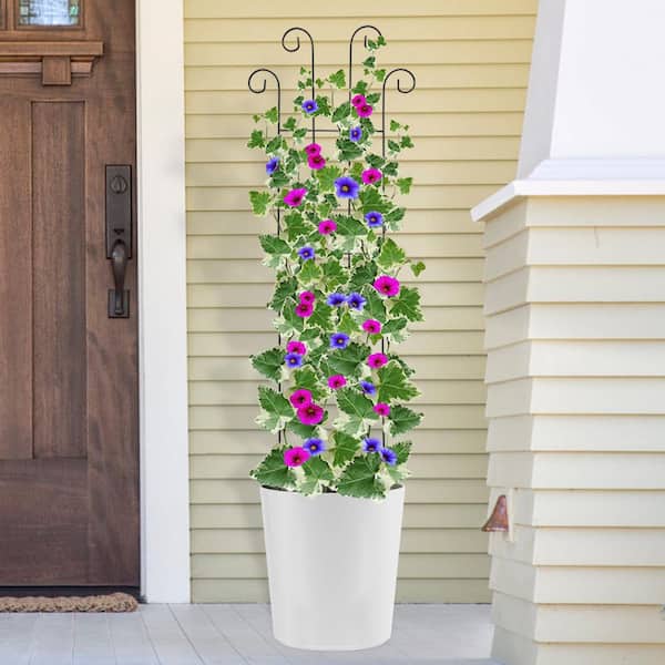 SenQWFa 32 Inch Metal Wave Shape Trellis Black for Climbing Plants