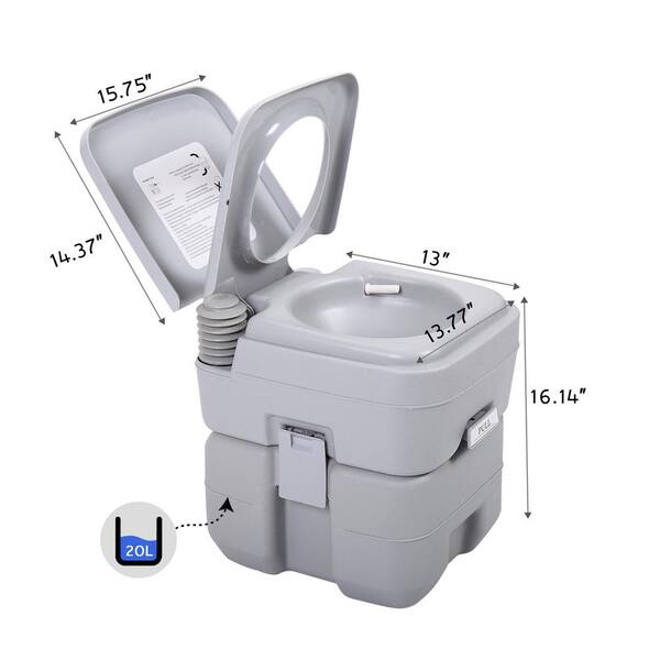 WELLFOR 5.3 Gal. Outdoor Indoor Gray Portable Toilet OP-HPY-70633