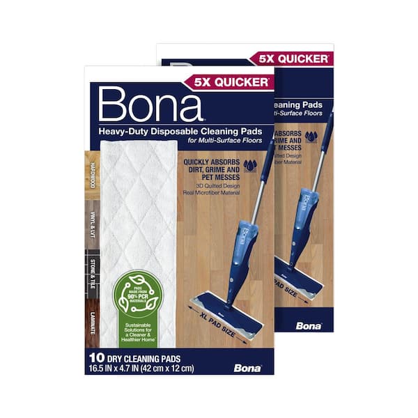 Bona 16.5 in. Heavy-Duty Disposable Spray Mop Refill Cleaning Pads Unscented, 10-Count (2-Pack)