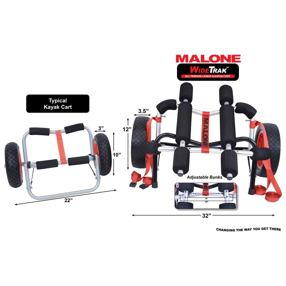 Large Folding Silver and Black Aluminum Kayak Cart with Strap