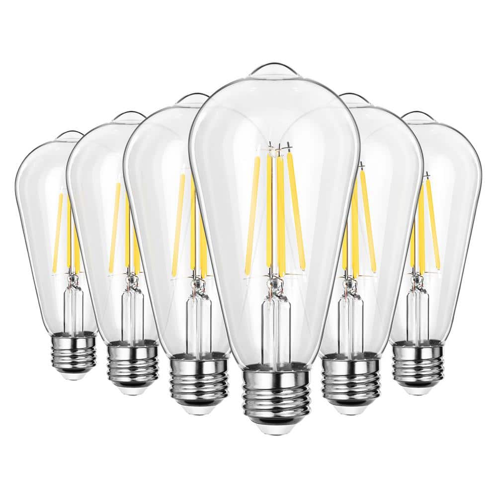 60-Watt Equivalent ST64 Dimmable Edison LED Light Bulb 2700K Warm White (6-Pack)