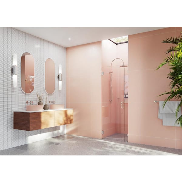 Glass Warehouse Illume 32.5 in. W x 78 in. H Wall Hinged Frameless Shower Door in Polished Nickel with Clear Glass