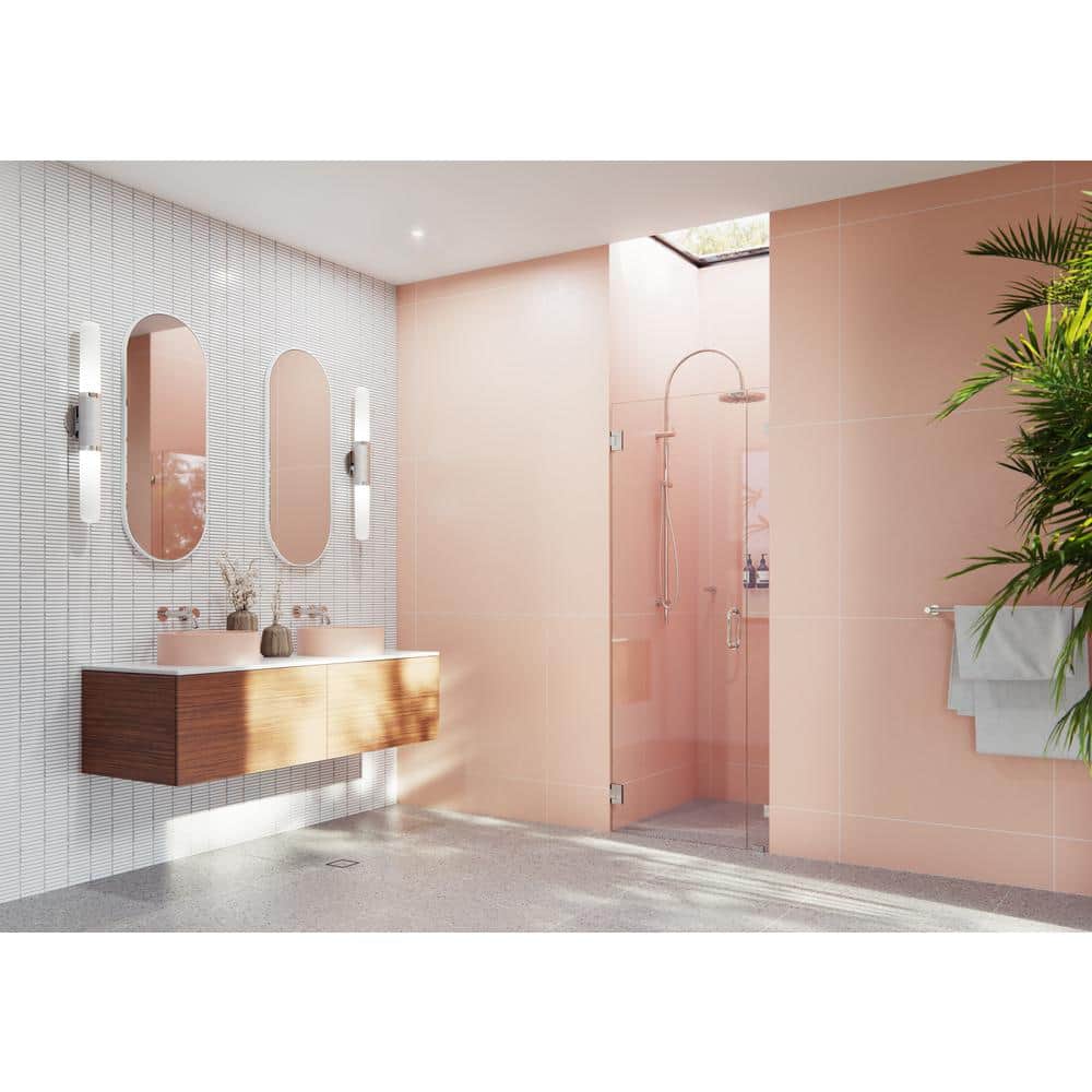 Illume 34.75 in. W x 78 in. H Wall Hinged Frameless Shower Door in Polished Nickel with Clear Glass price history on PriceWatchPro