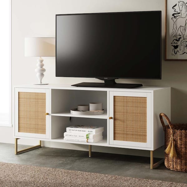Have a question about Nathan James Mina 47 in. White/Gold TV Stand Entertainment Media