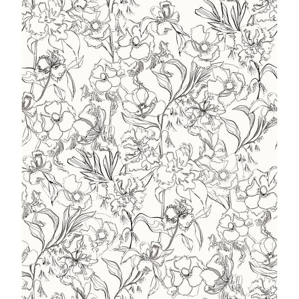 NuWallpaper Grey May Bloom Vinyl Peel and Stick Wallpaper Sample