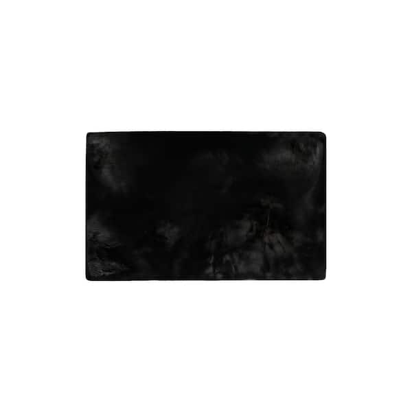 Luxe Faux Rabbit Fur Black 3 ft. x 5 ft. 25 mm Pile 900 GSM Rectangular Area Rug