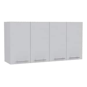 47.2 W x 23.6 H x 13.1 D. Sitka Wall Cabinet, Two Spacious Divisions, 4-Doors in White