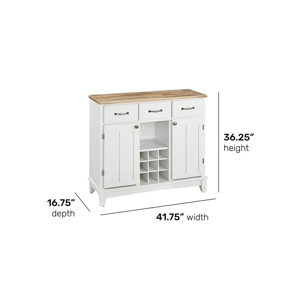 Homestock Beachy Boho White and Natural Wood Buffet Server