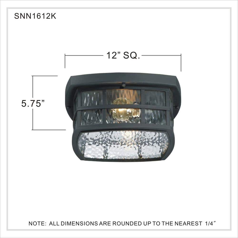 Mystic Black Coastal Armour Outdoor Flush Mount Light with Clear Water Glass
