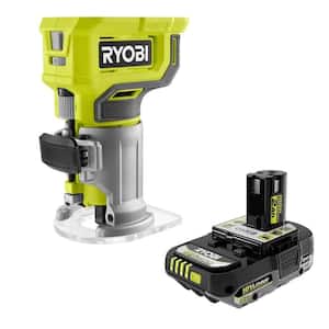 RYOBI ONE+ 18V Cordless Compact Fixed Base Router with ONE+ 18V 2.0 Ah Lithium Battery