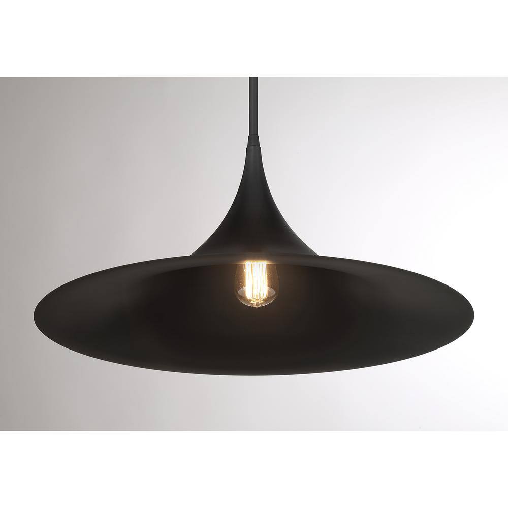 Savoy House Bowdin Matte Black 1-Light Pendant with Adjustable Height