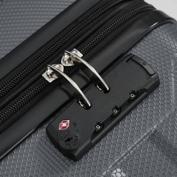 LIVACA 1-Piece Gray Hardshell ABS Plastic Expandable Checked