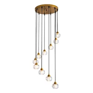 10-Light Gold Albany Unique Tiered Chandelier with Crystal Accents