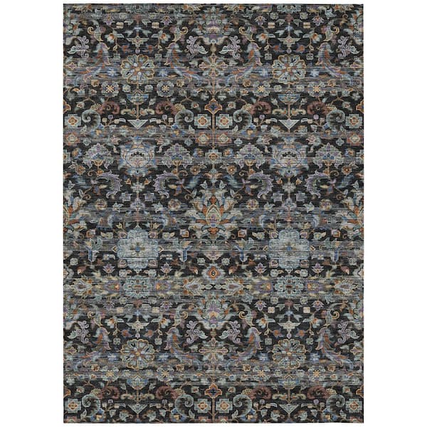 Chantille Machine Washable Indoor/Outdoor Abstract ACN2485 Black 5 ft. x 7 ft. 6 in. Area Rug