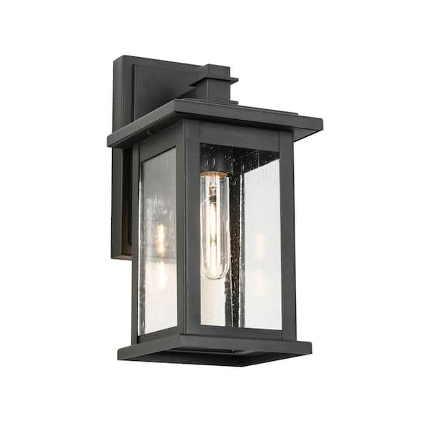 1-Light Black Not Motion Sensing Outdoor Hardwired Wall Lantern Sconce (Bulb Not Included)
