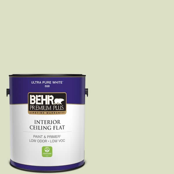 BEHR PREMIUM PLUS 1 gal. #MQ3-47 Airy Green Ceiling Flat Interior Paint