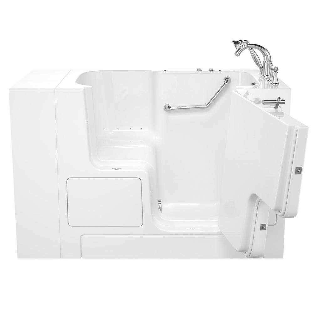 52'' White Fiberglass Walk-In Air Bathtub with Chrome Faucet