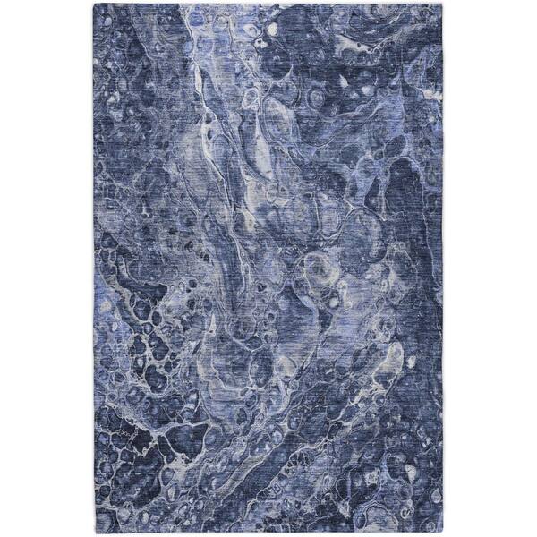 Dream Shag Premium Machine Washable Abstract ADS670 Navy 9 ft. x 12 ft. Area Rug