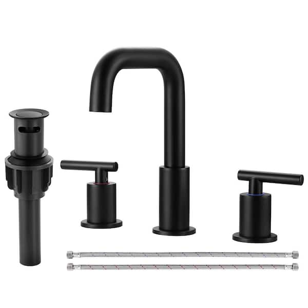 IVIGA 8 in. Widespread Double Handle Bathroom Faucet with Pop Up Drain ...