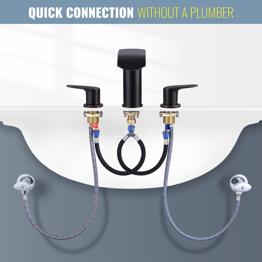 Oil Rubbed Bronze 8 in. Widespread Waterfall Bathroom Faucet