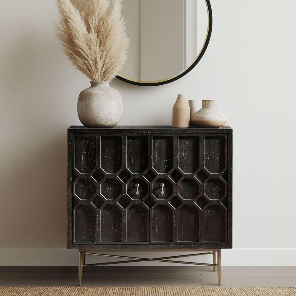 Madison Park Eddy Black 34 in. H Storage Cabinet MP130-0945 - The