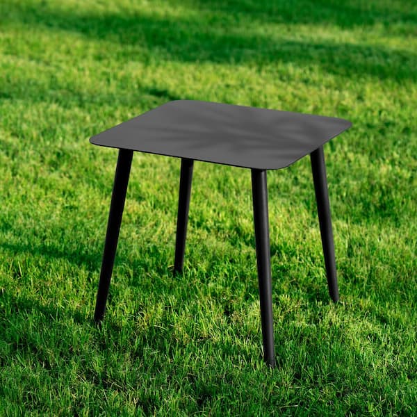 Pellebant Black Aluminum Side Table with Adjustable Feet