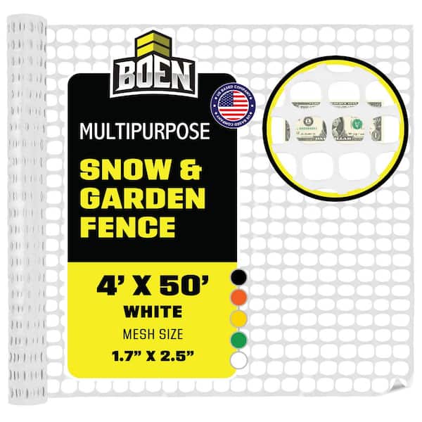 BOEN 4 ft. x 50 ft. White Construction Snow/Safety Barrier Fence