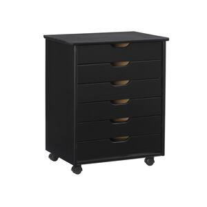 McLeod Black Six Drawer Wide Rolling Accent Cabinet