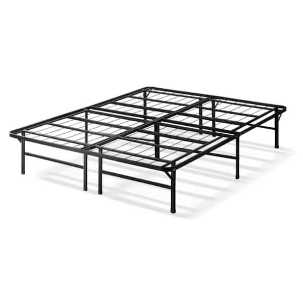 best price mattress 14 in. Black Queen Bifold Metal Platform Bed Frame, Heavy Duty Steel Slats