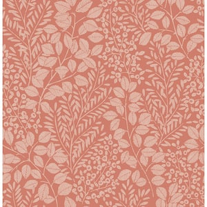 Elin Coral Berry Botanical Paper Glossy Non-Pasted Wallpaper Roll