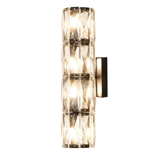 Unbranded Modern 4-Light Wall Sconce Black Vanity Light with Crystal Shade for Bathroom Foyer
