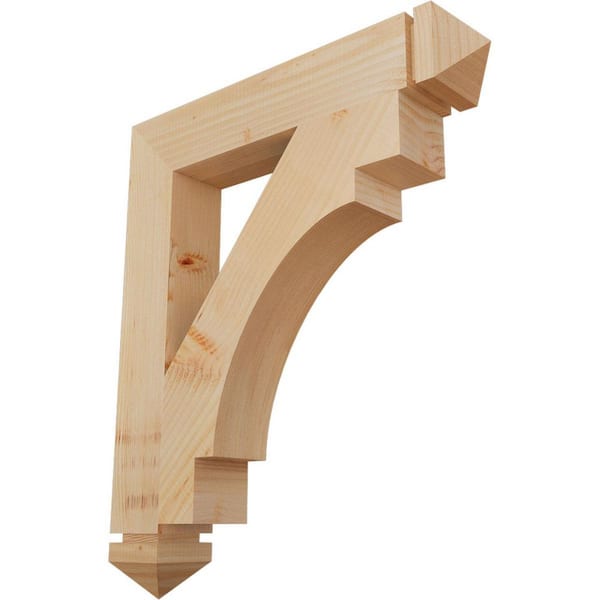 Ekena Millwork 3.5 in. x 28 in. x 24 in. Douglas Fir Merced Arts and Crafts Smooth Bracket